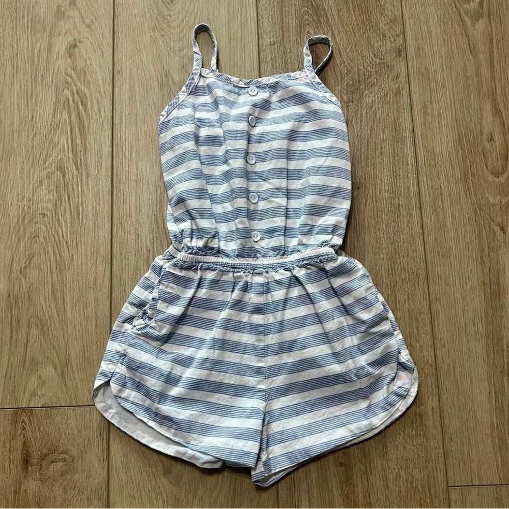 SweetHoney Blue and White Striped Romper